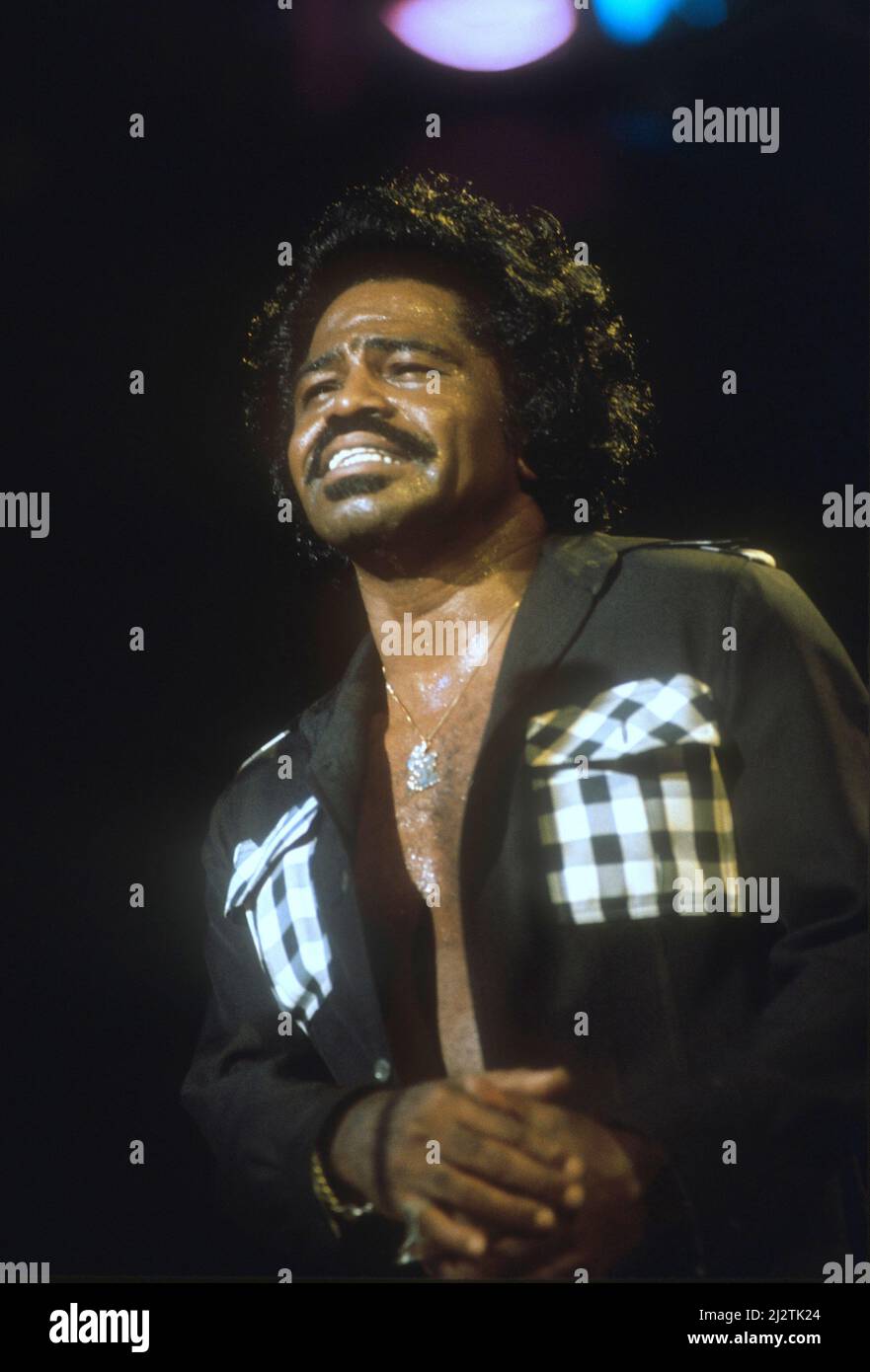 James Brown Live in concert, performing in 1977 Credit: Jeffrey Mayer ...