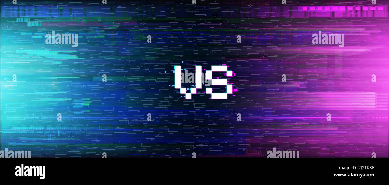 Template versus banner in cyberpunk style with element glitch Stock Vector