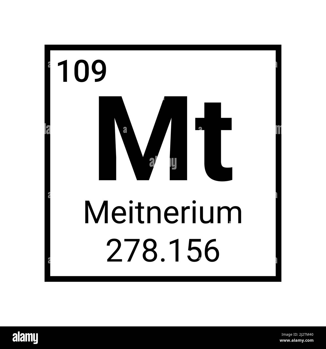 Meitnerium chemical element symbol science atom periodic sign Stock Vector