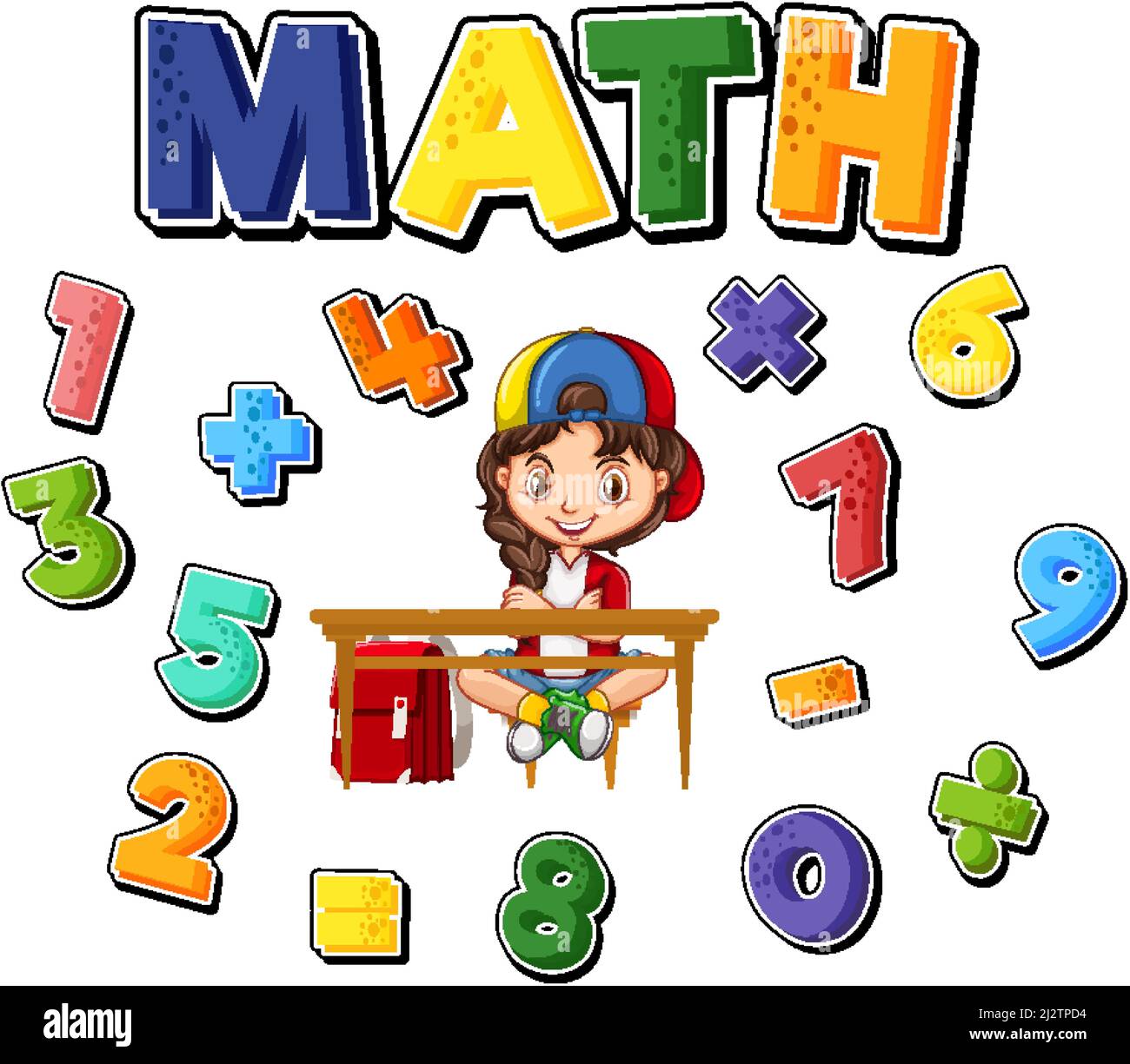 Counting number 0 to 9 and math symbols illustration Stock Vector Image ...