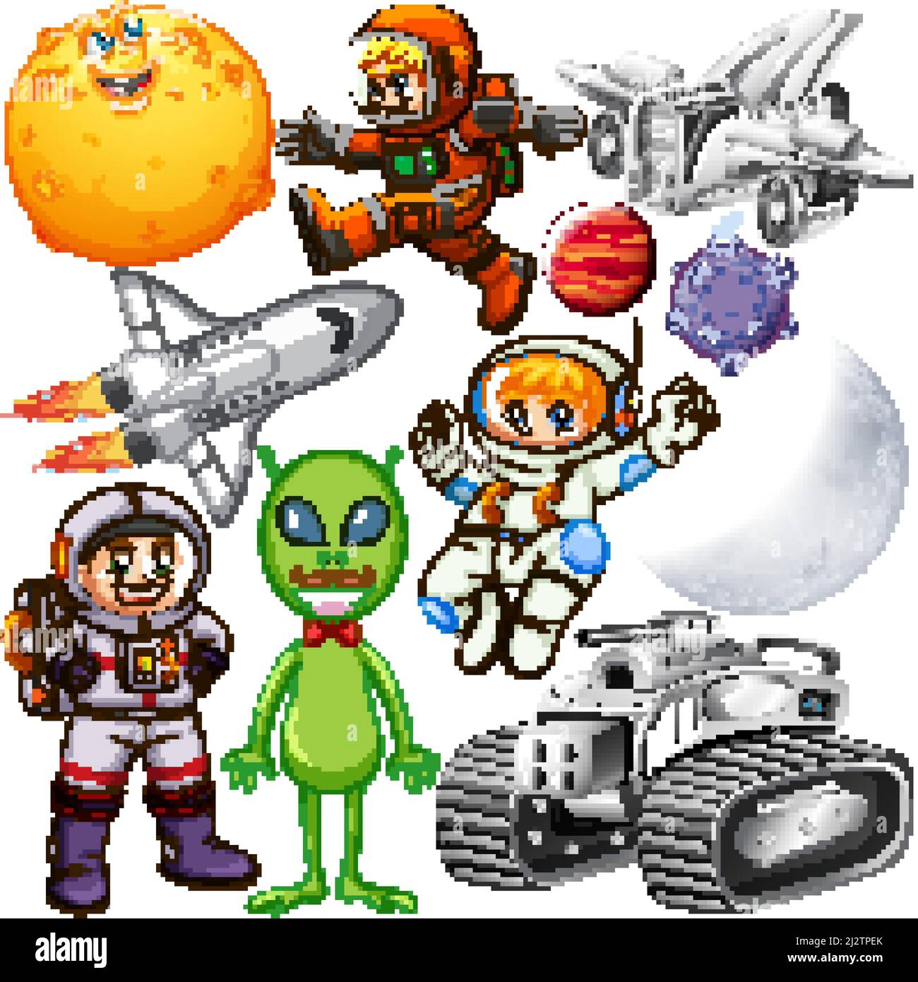 Set of space objects on white background illustration Stock Vector ...