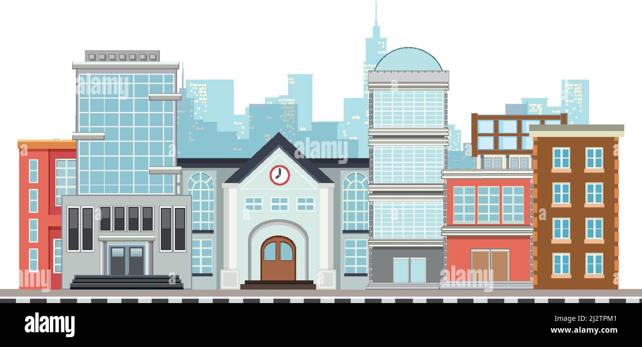 Urban cityscape isolated on white background illustration Stock Vector ...