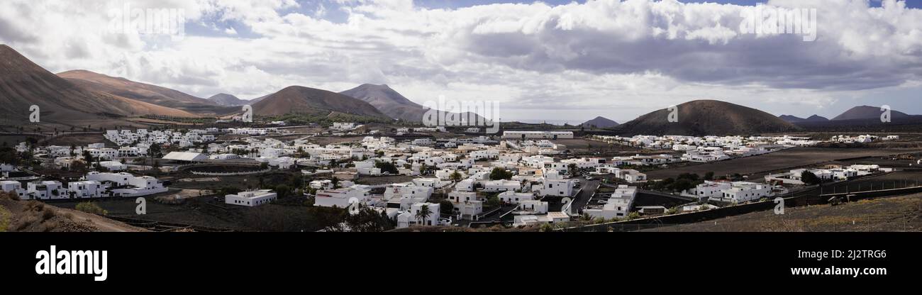 Panorama of Uga village in Lanzarote island Stock Photo