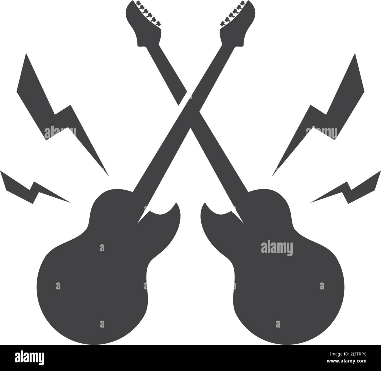 Guitar logo flat design vector template Stock Vector