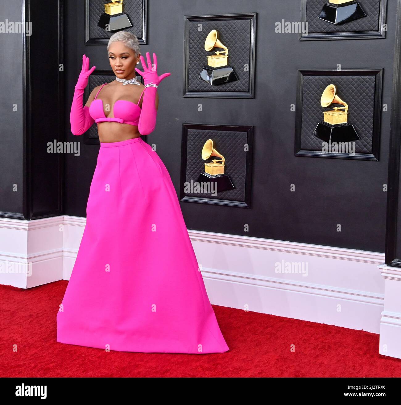 Las Vegas, United States. 3rd Apr, 2022. Saweetie arrives for the 64th(01)