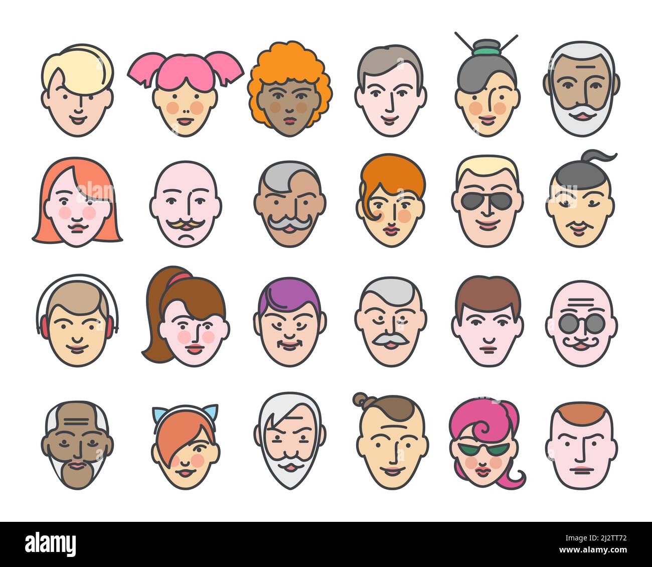 Colorful linear profile avatars Stock Vector Image & Art - Alamy