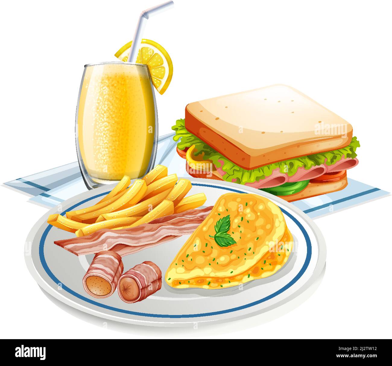 Breakfast set on white background illustration Stock Vector Image & Art ...