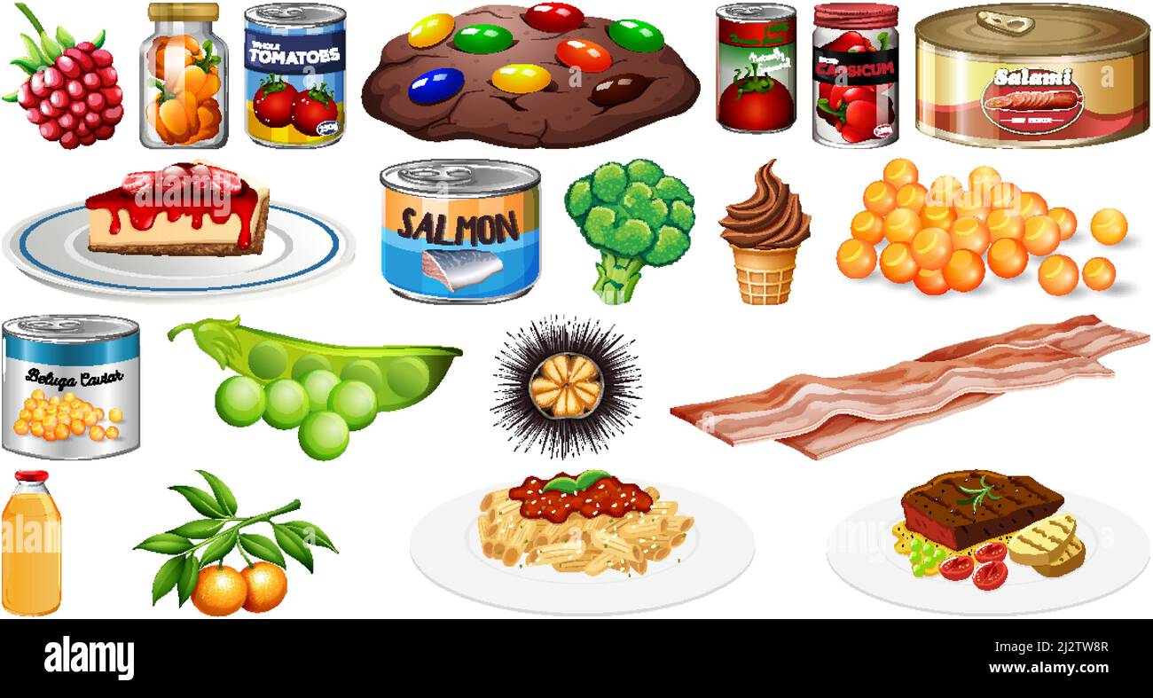 Set of different foods illustration Stock Vector Image & Art - Alamy