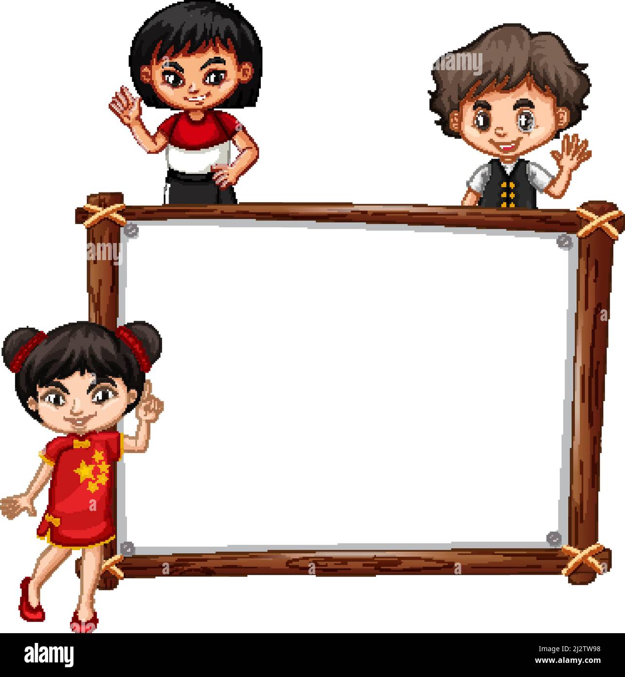 Board template with happy kids illustration Stock Vector Image & Art ...