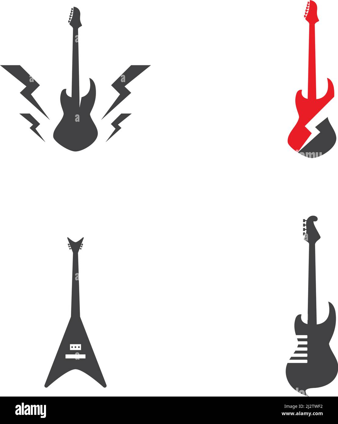 Guitar logo flat design vector template Stock Vector