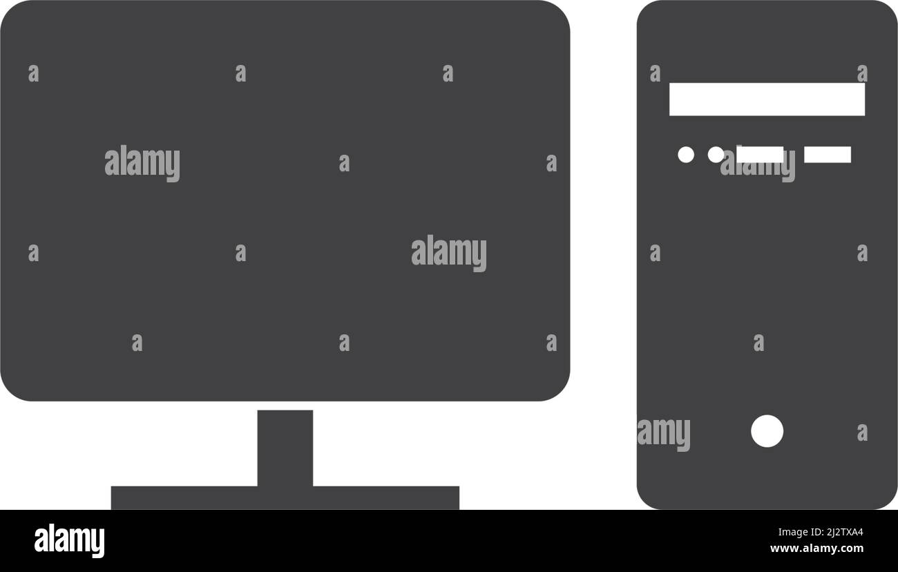 Monitor pc set computer icon vector flat design Stock Vector