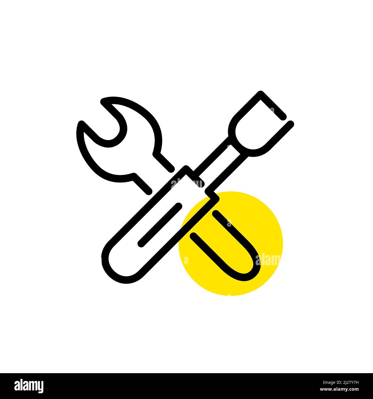 Settings, configuration, service and construction tools line art icon. Pixel perfect, editable stroke Stock Vector