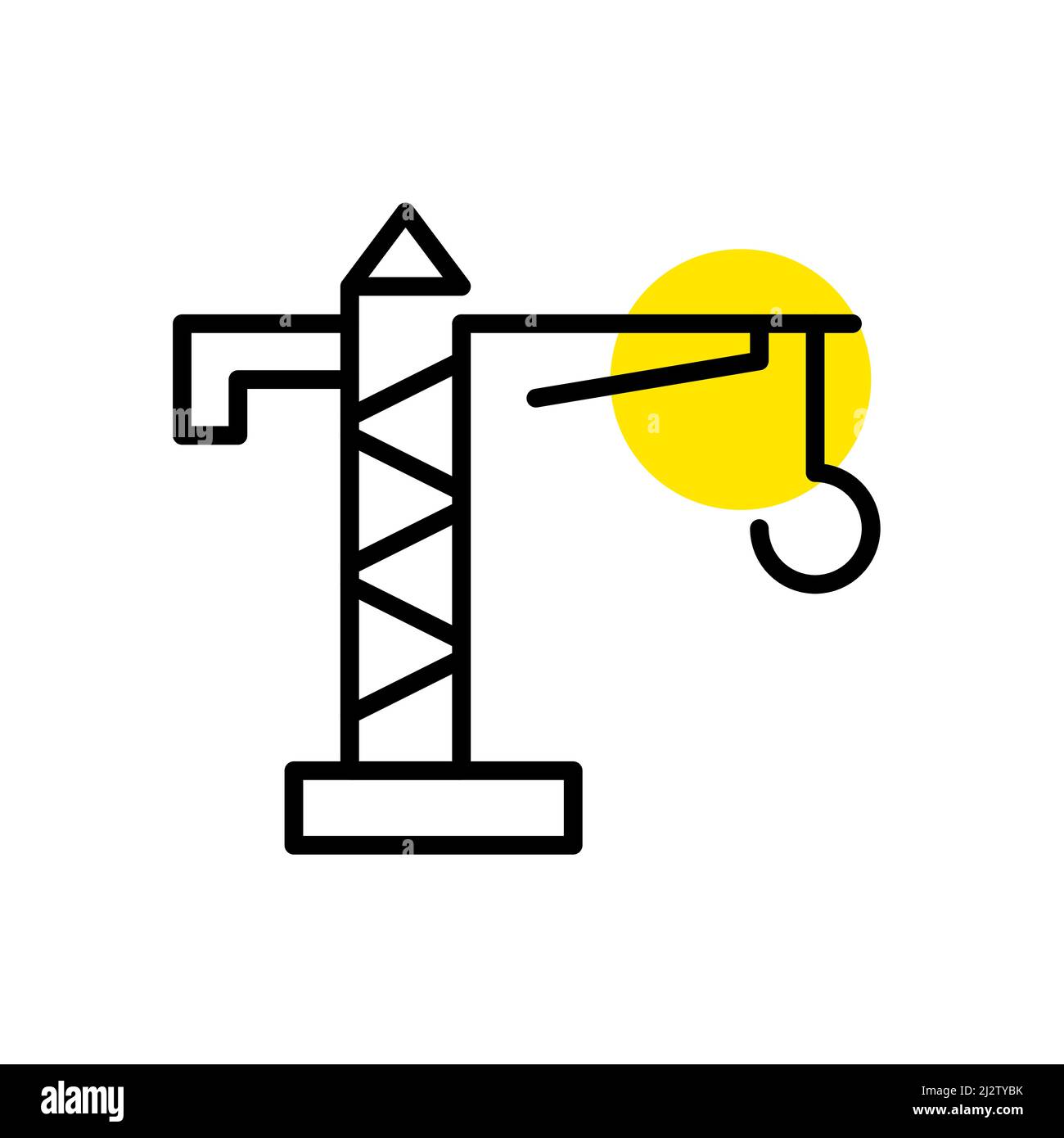 Construction crane for lifting and lowering cargo. Pixel perfect, editable stroke line icon Stock Vector