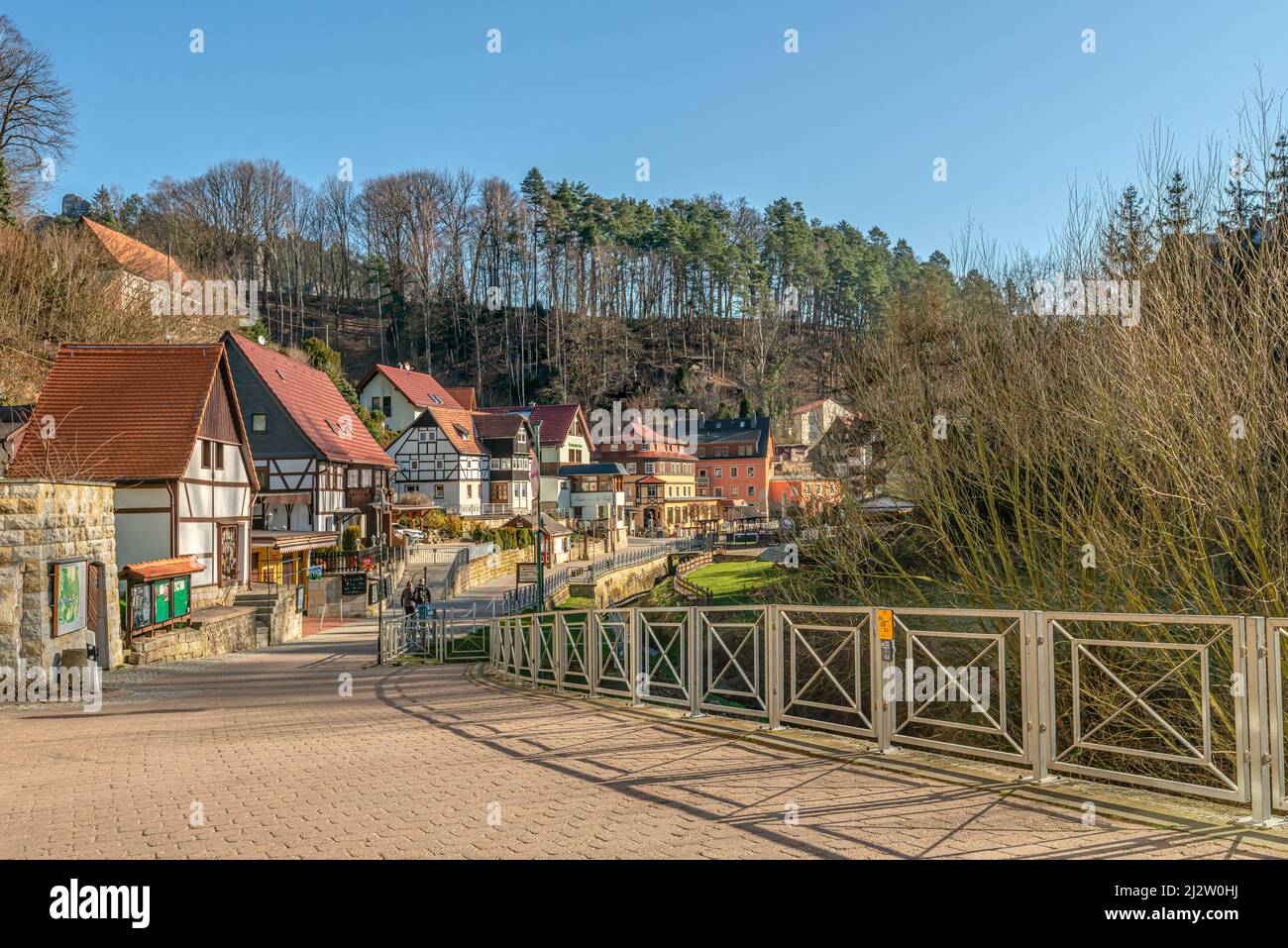 Village Rathen in Saxon Switzerland, East Germany Stock Photo
