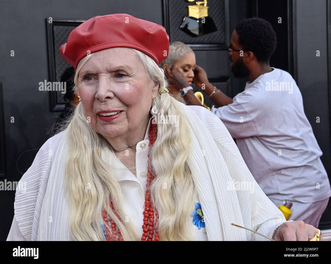 Las Vegas, United States. 3rd Apr, 2022. Joni Mitchell arrives for the