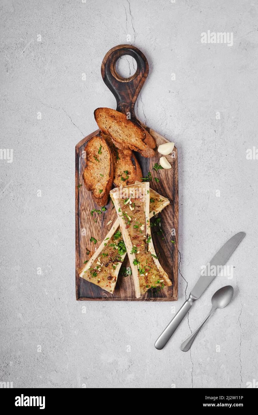 Roasted beef bone marrow, top view Stock Photo Alamy