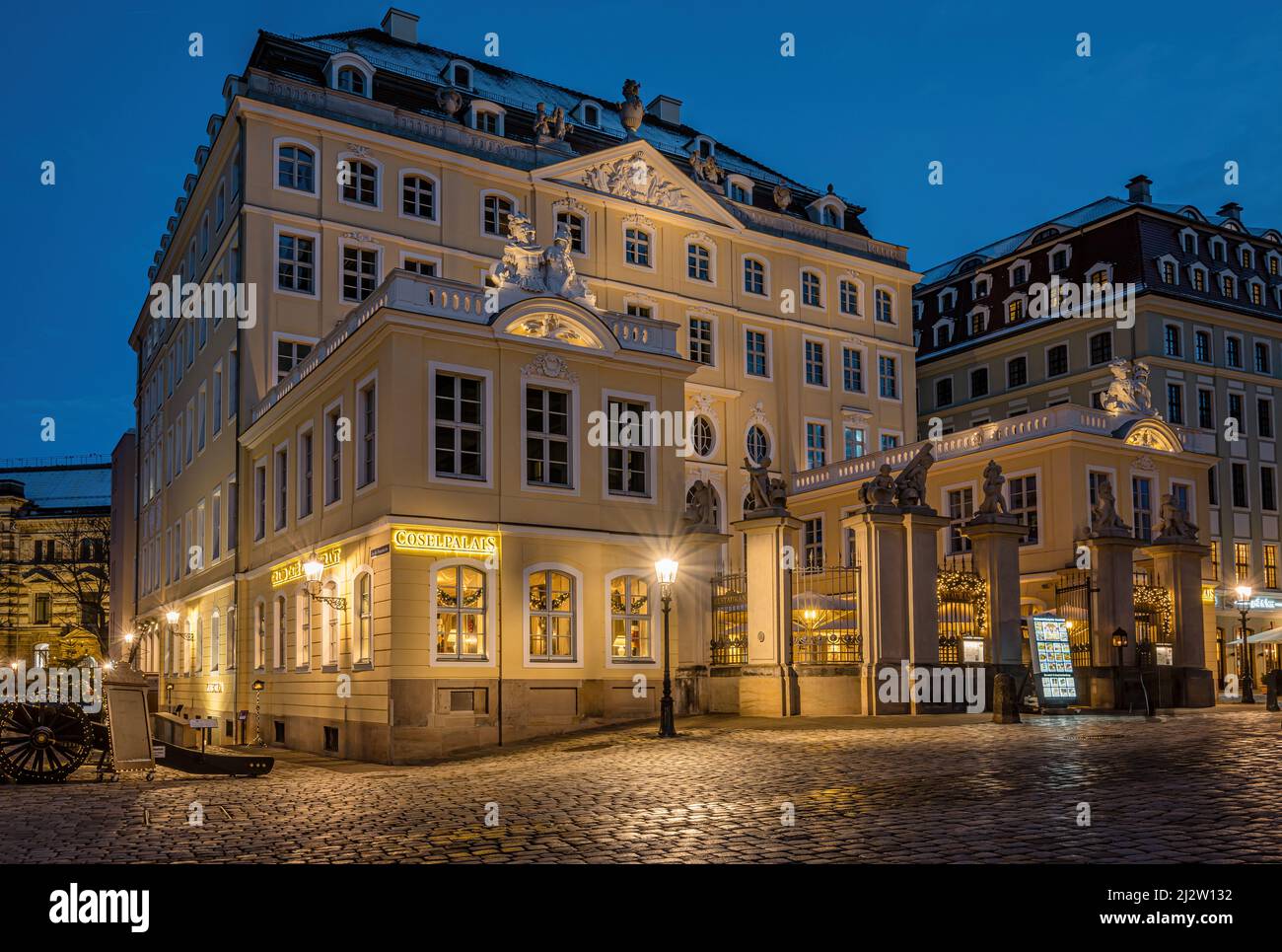 Coselpalais at Neumarkt square, Dresden, Saxony, Germany, at night Stock Photo