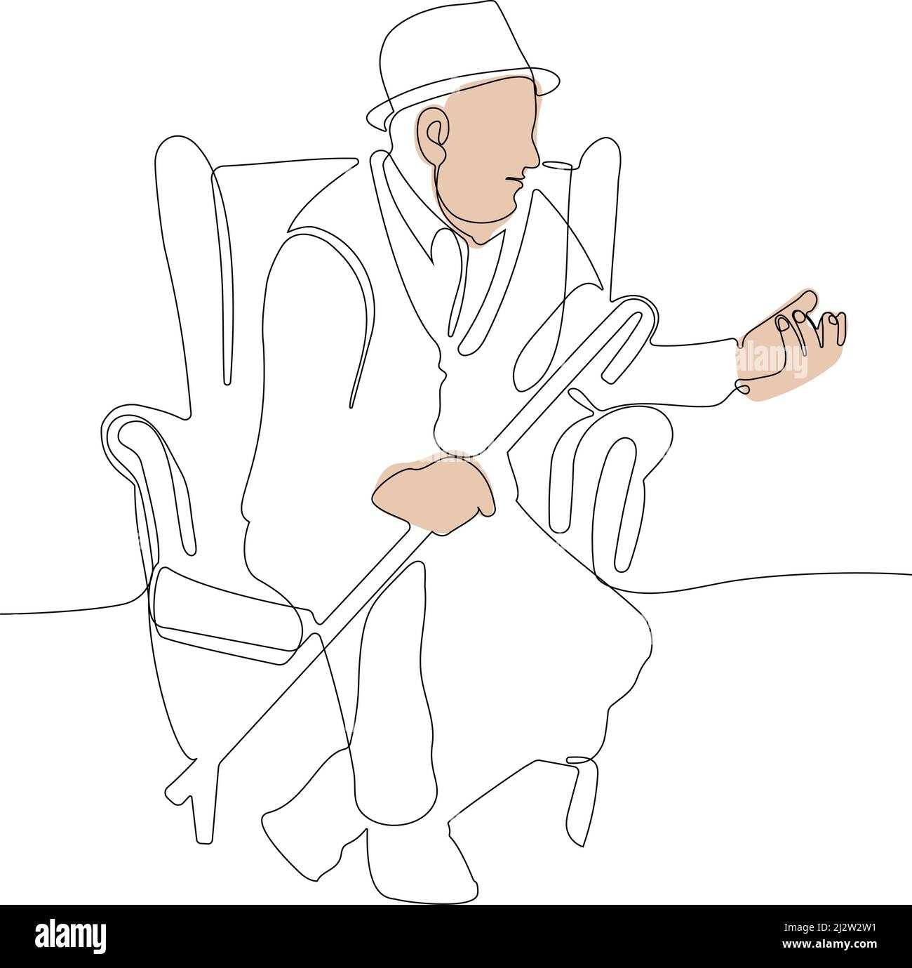 mature man in a bathrobe using a smartphone Stock Vector
