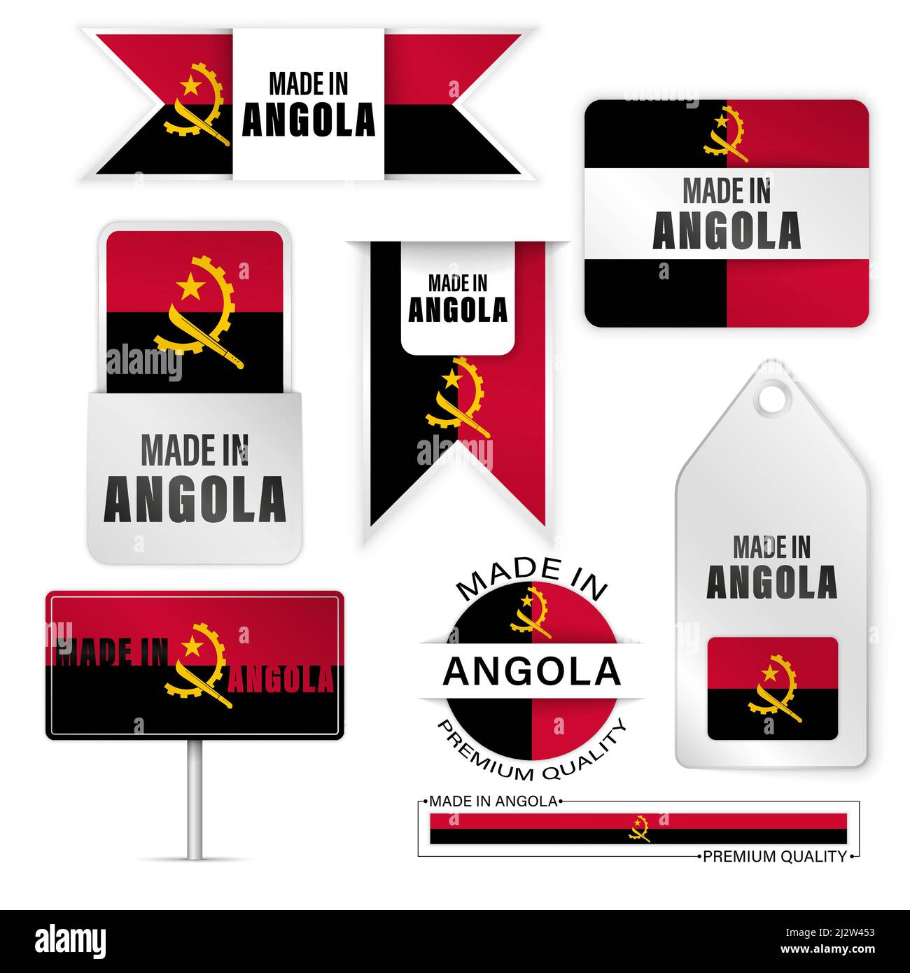 Made in Angola graphics and labels set. Some elements of impact for the ...