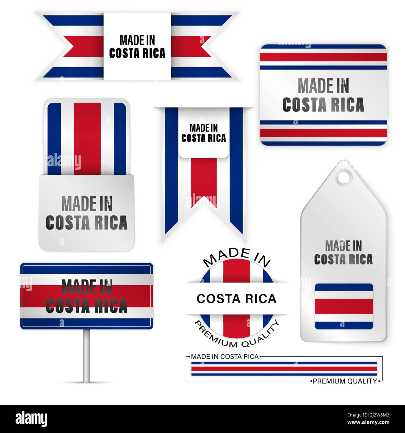 Made in Costarica graphics and labels set. Some elements of impact for the use you want to make of it. Stock Vector