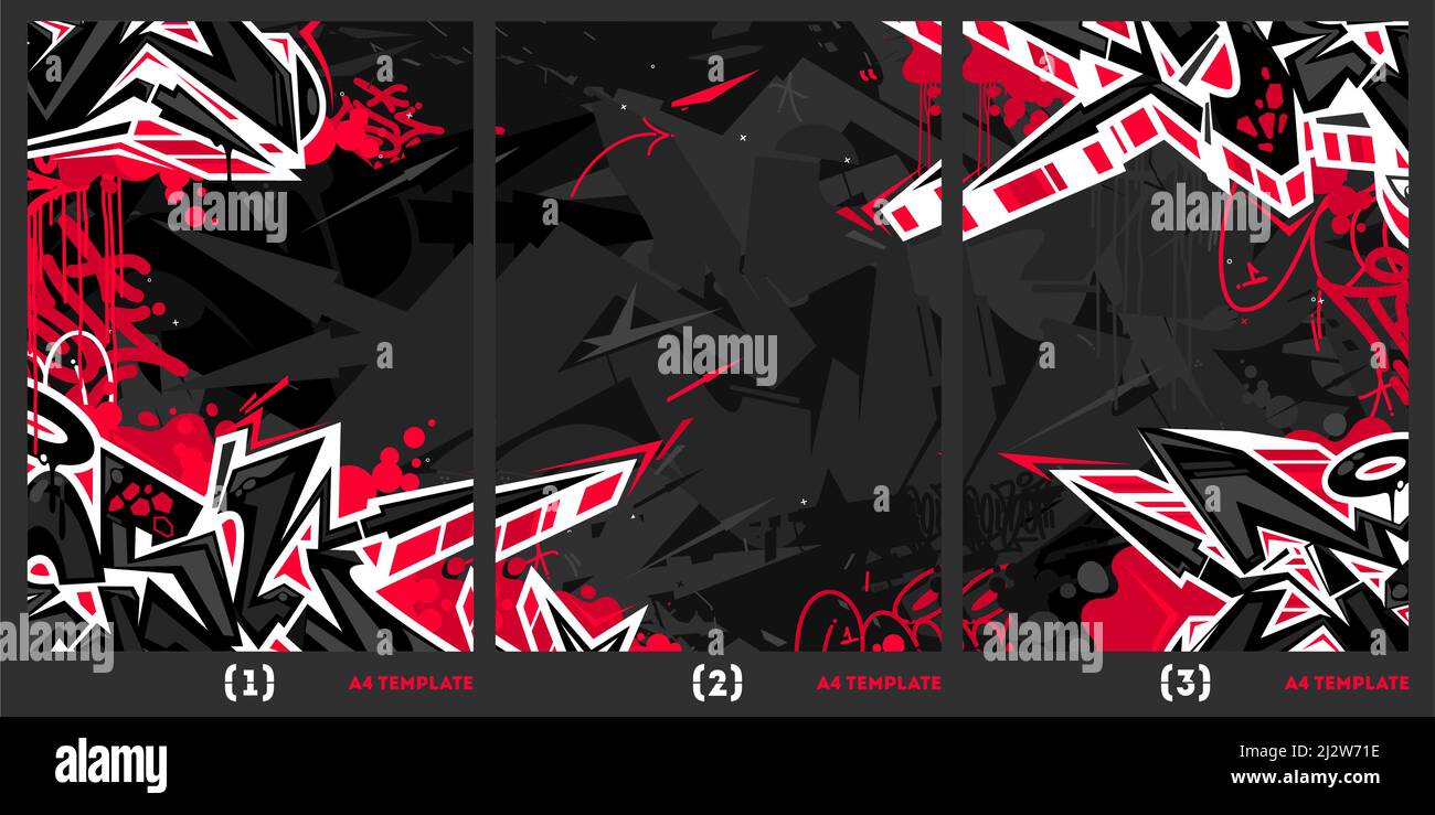 Dark Abstract Graffiti Style A4 Poster Vector Illustration Background Template  Stock Vector