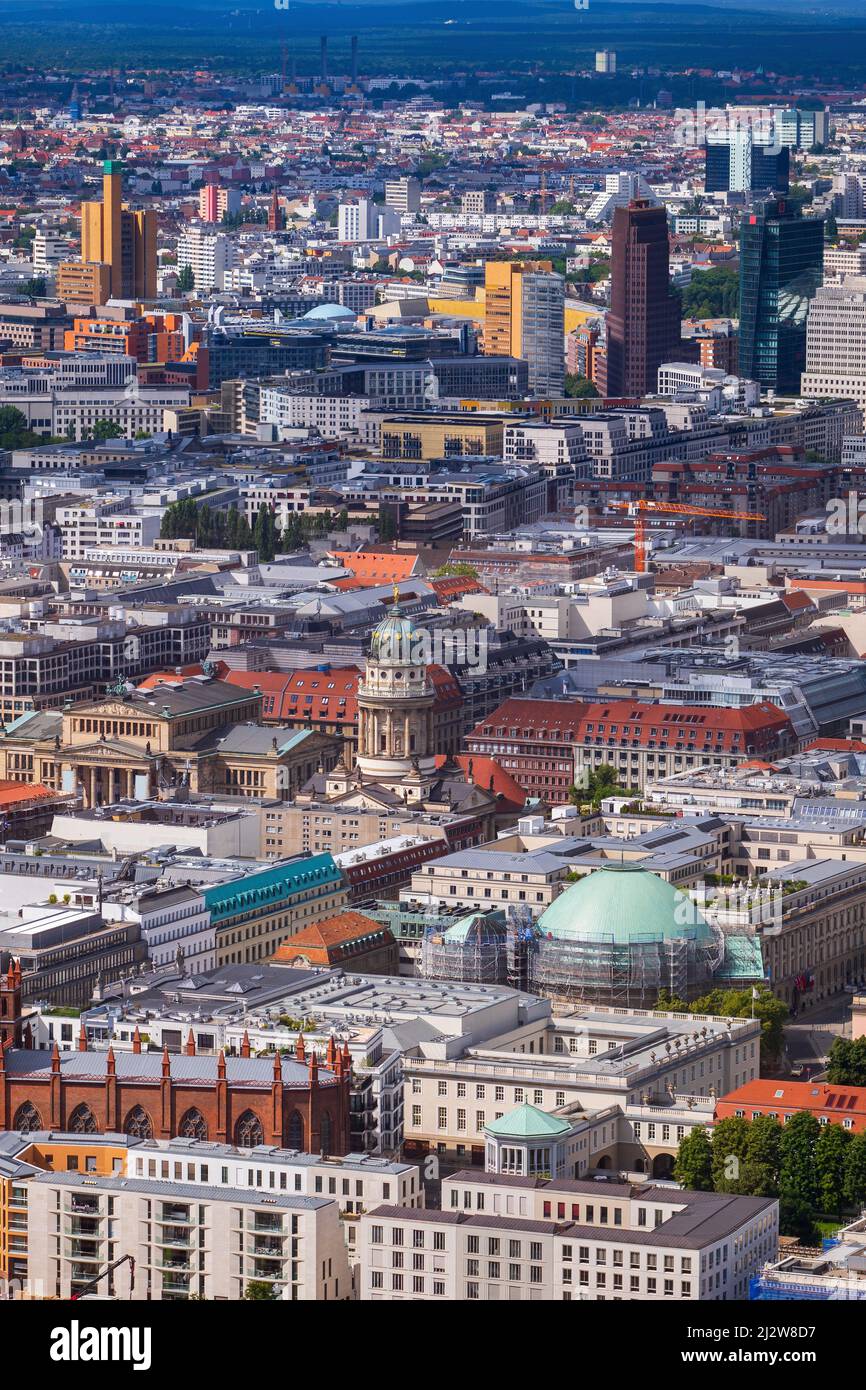 City center of Berlin aerial view, capital of Germany, cityscape of central Mitte district. Stock Photo