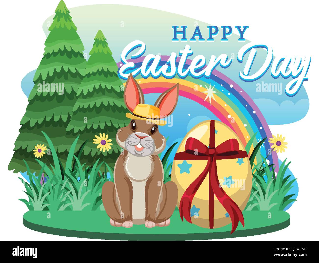 Happy Easter design with bunny and egg illustration Stock Vector Image ...