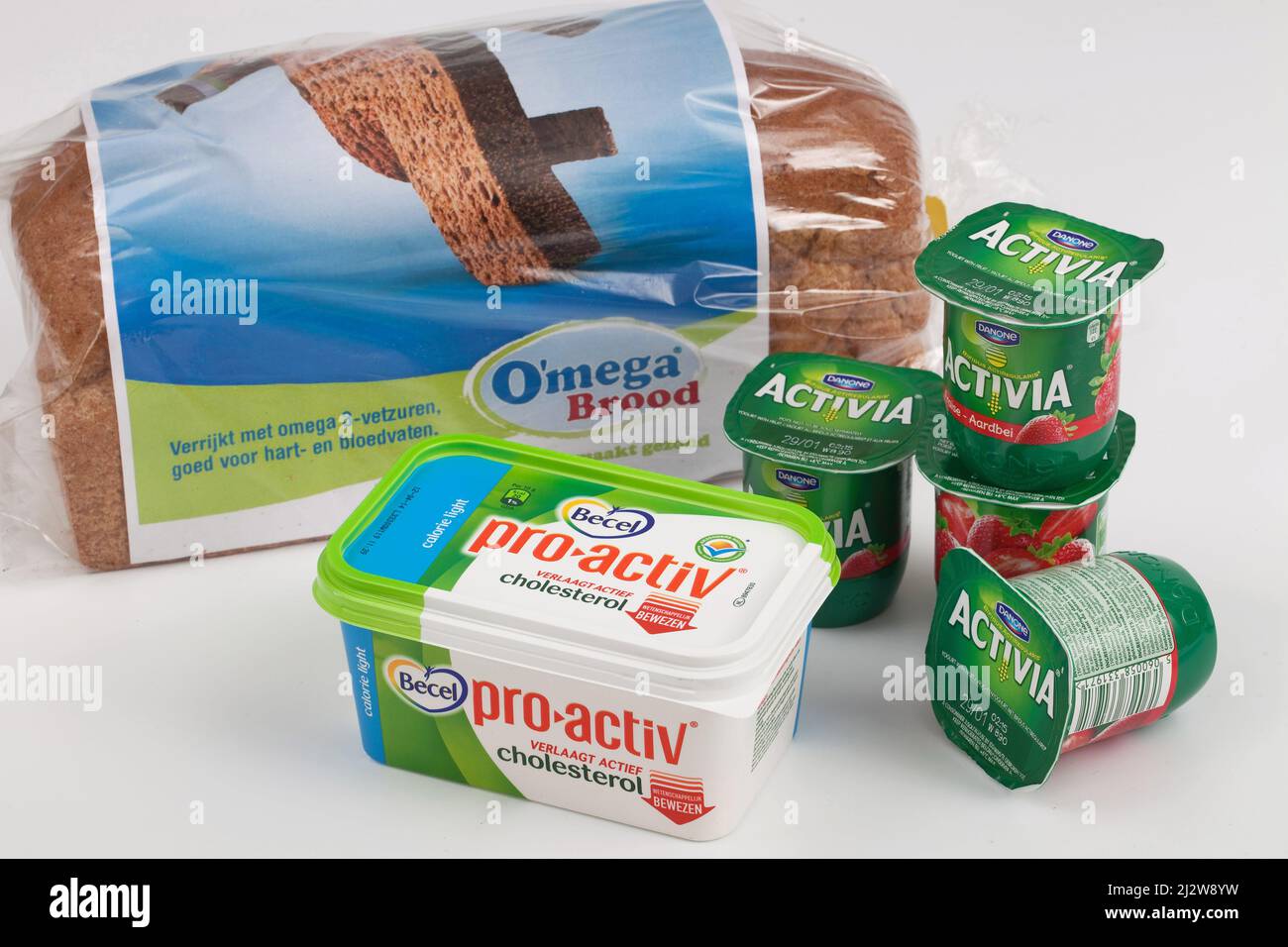 Omega bread, Becel proactiv butter and Danone Activia yoghurt are all