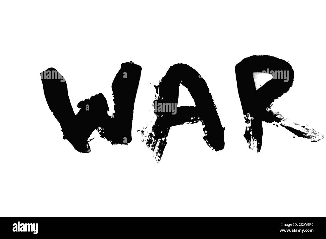 Black paint word WAR isolated on white background. High quality photo Stock Photo