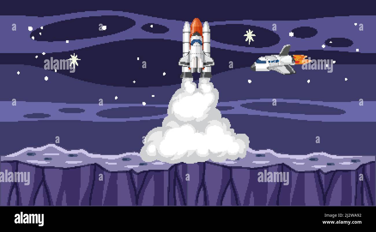 A rocket on the sky in space background illustration Stock Vector Image ...