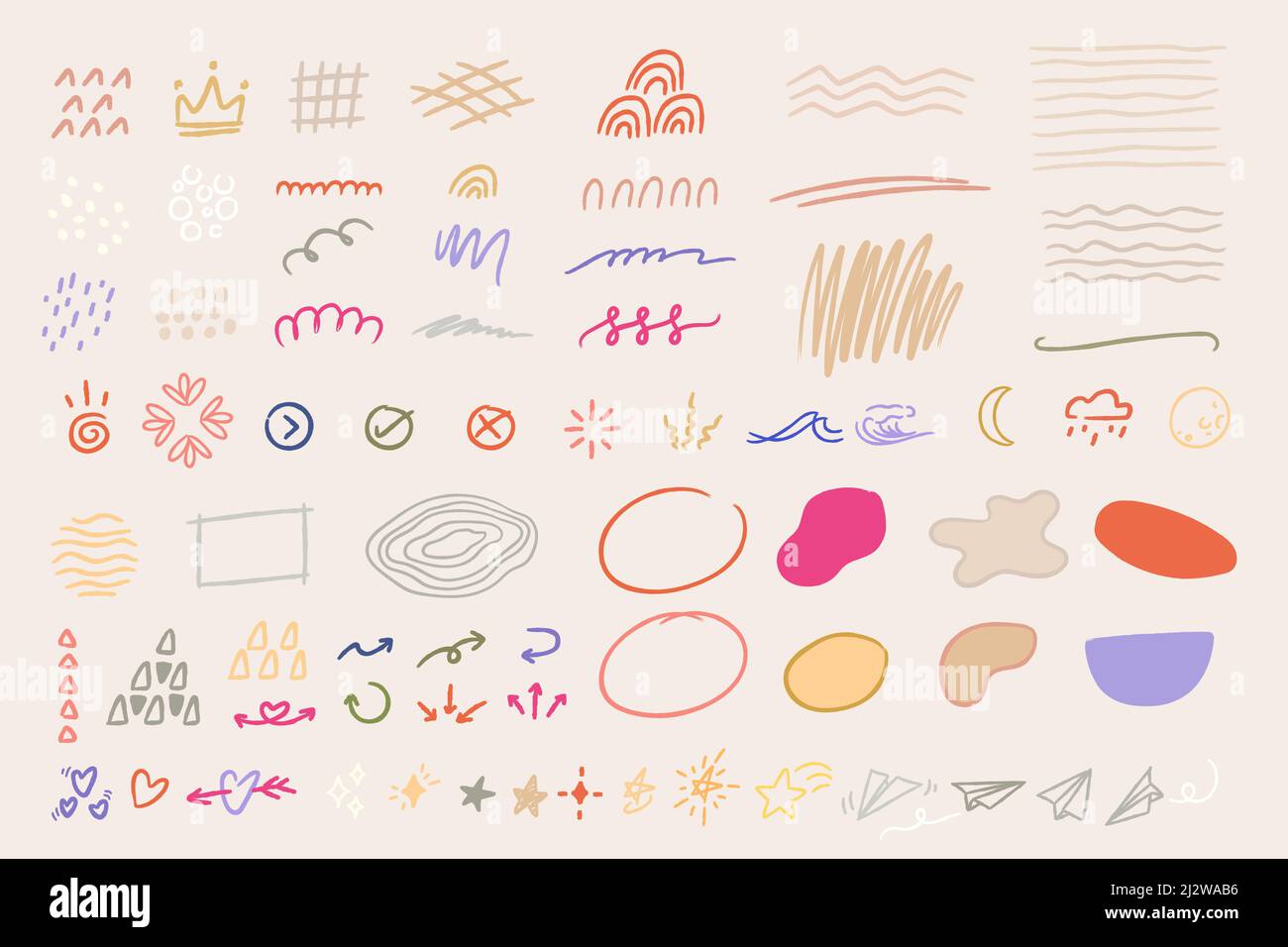 abstract doodle elements line,shape,icon and pattern organic styles for decoration, background, etc. Stock Vector