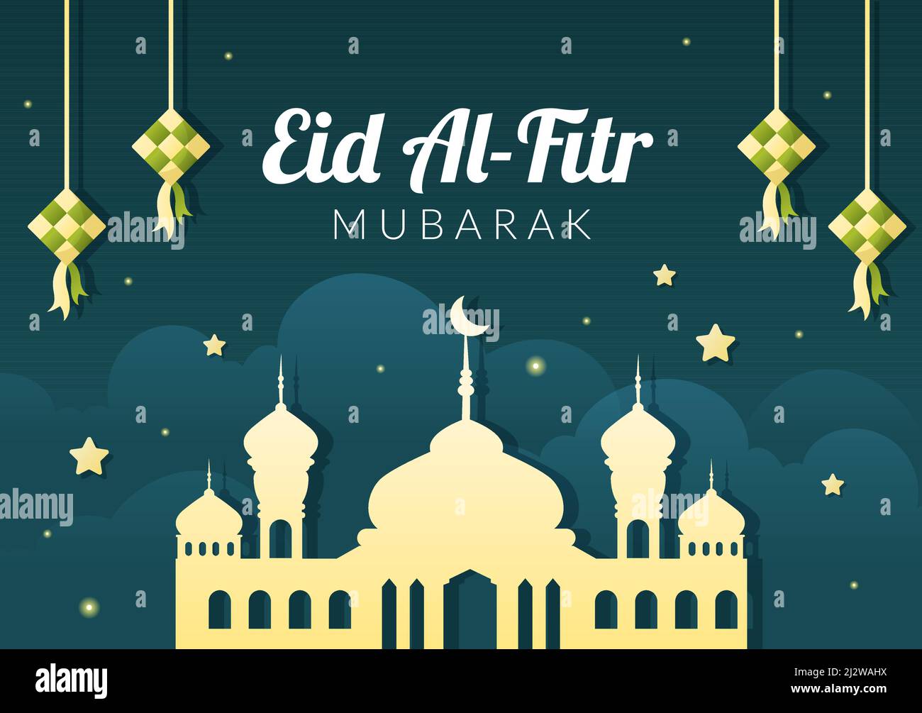 Happy Eid ul-Fitr Mubarak Background Illustration with Pictures of ...