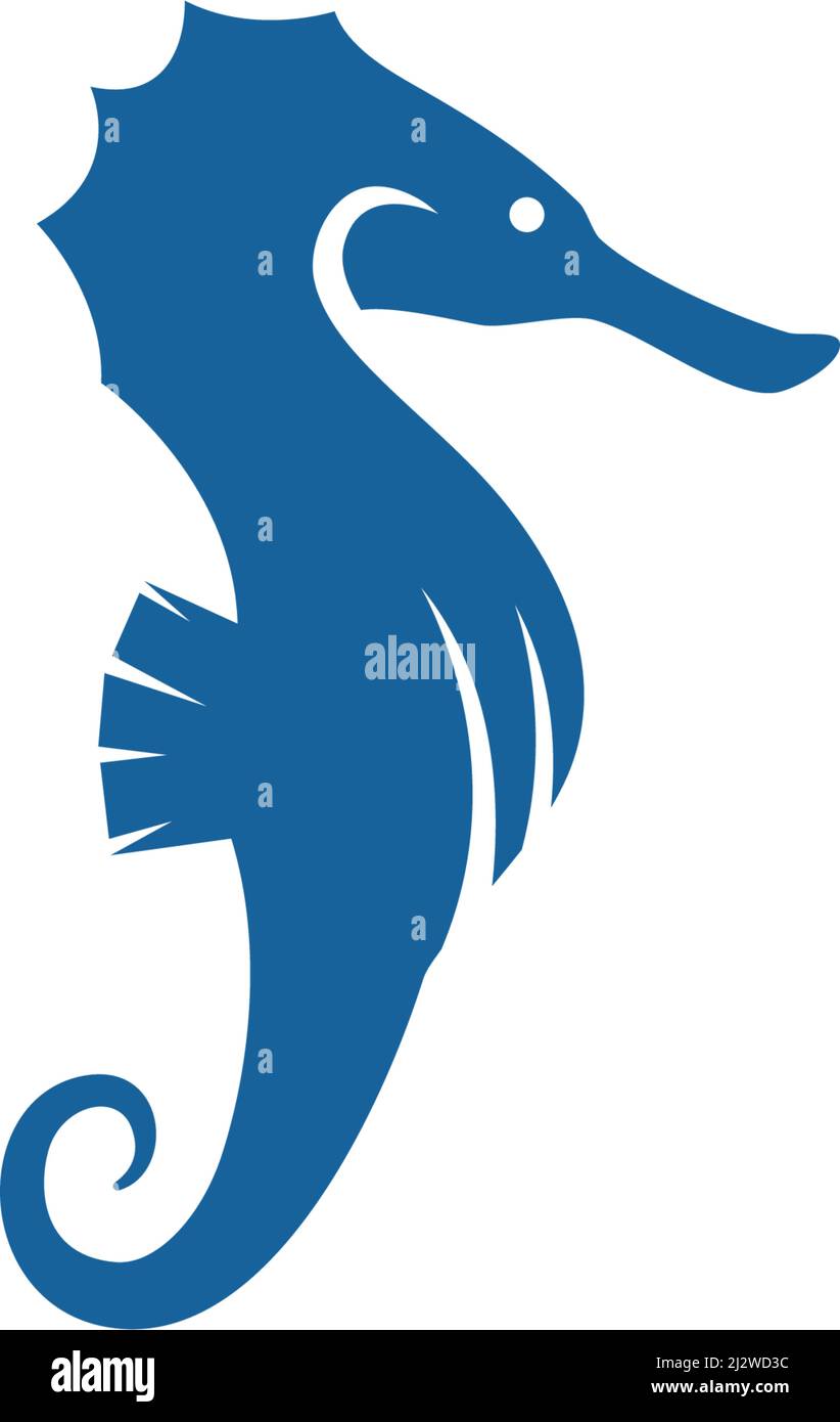 Sea horse illustration logo vector flat design Stock Vector