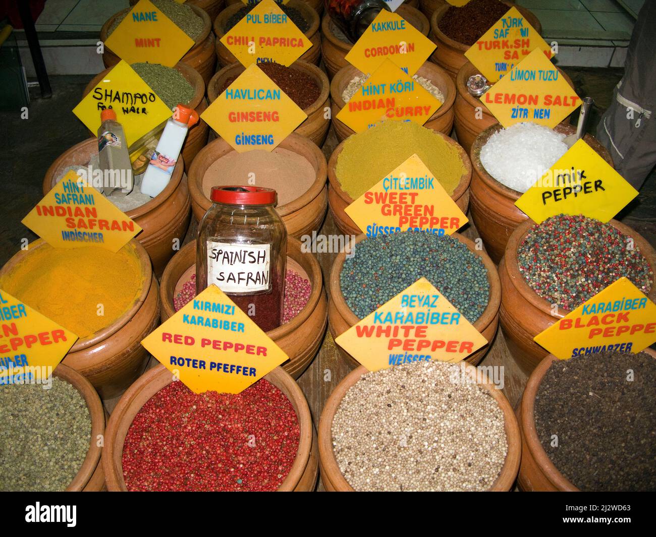 Fresh spices at the market, Adrasan, Lykia, Turkey, Mediteranean sea Stock Photo