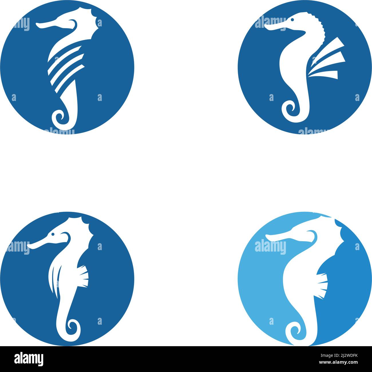Sea horse illustration logo vector flat design Stock Vector