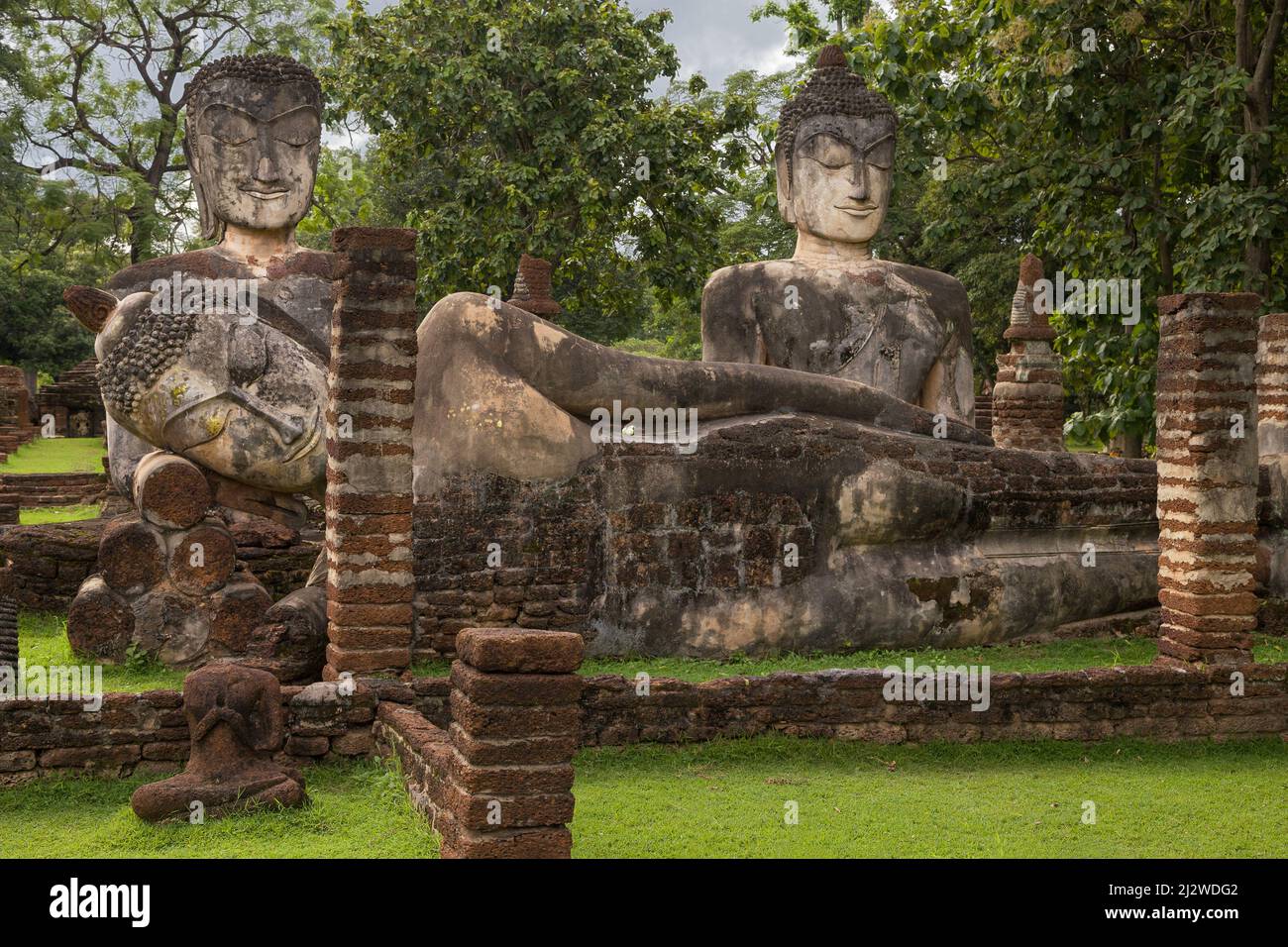 Buddha Images at Wat Phra Kaeo, Kamphaeng Phet, Thailand. Stock Photo