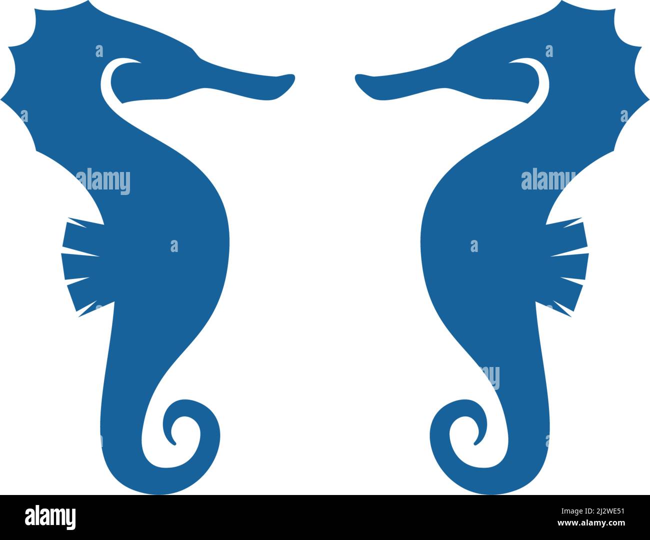 Sea horse illustration logo vector flat design Stock Vector