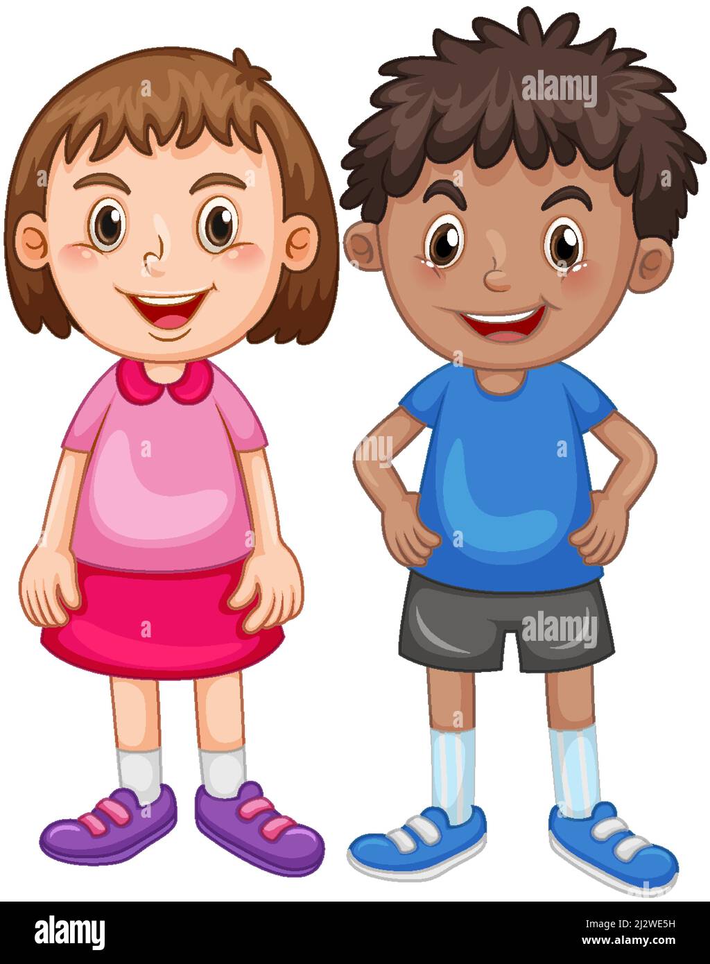 Boy and girl with happy face illustration Stock Vector Image & Art - Alamy