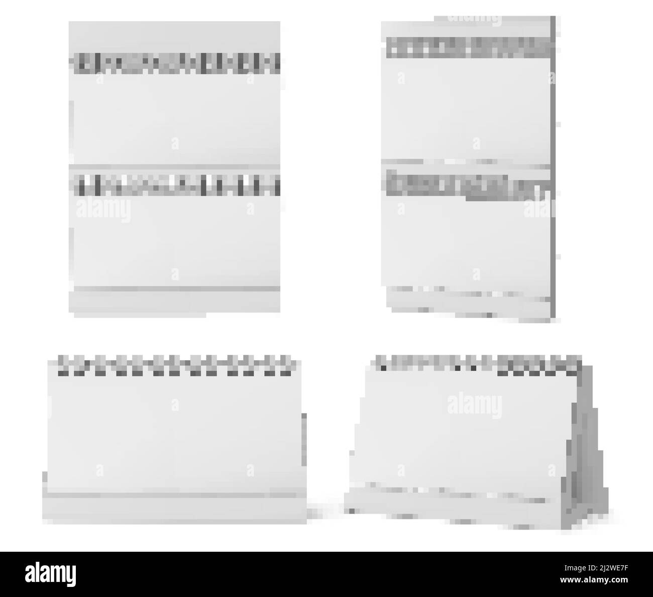 Desktop and wall calendars with spiral and blank pages isolated on