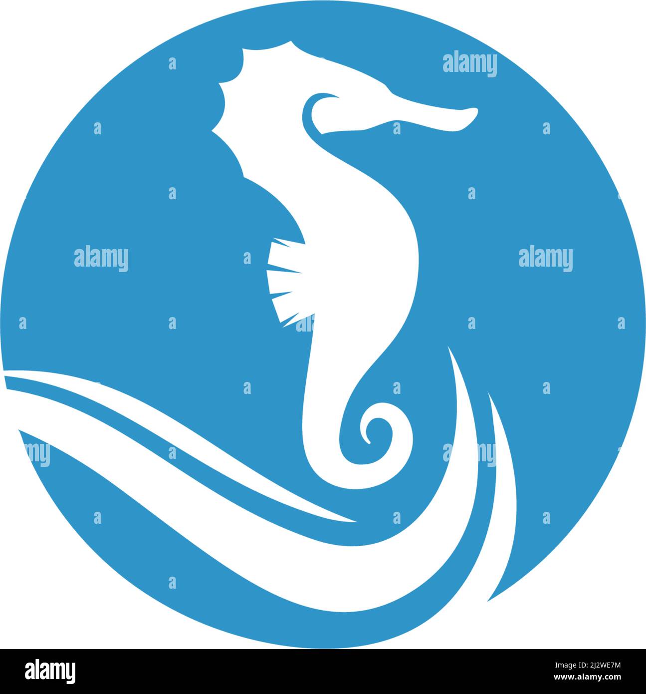 Sea horse illustration logo vector flat design Stock Vector