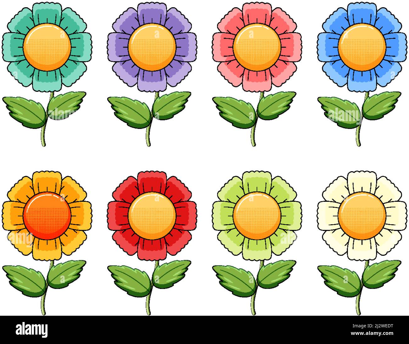Set of colorful flowers illustration Stock Vector Image & Art - Alamy