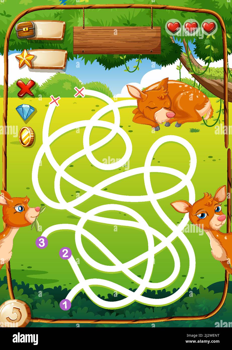 Game design with deers in the park illustration Stock Vector Image ...