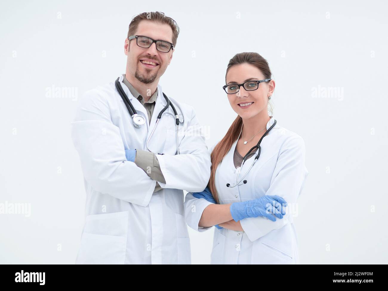 portrait of two successful medical specialists Stock Photo