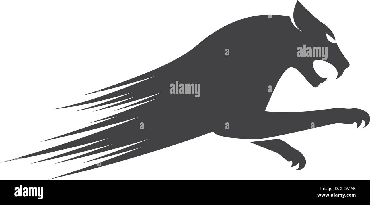 Puma,panther,tiger or leopard Logo design vector illustration template Stock Vector