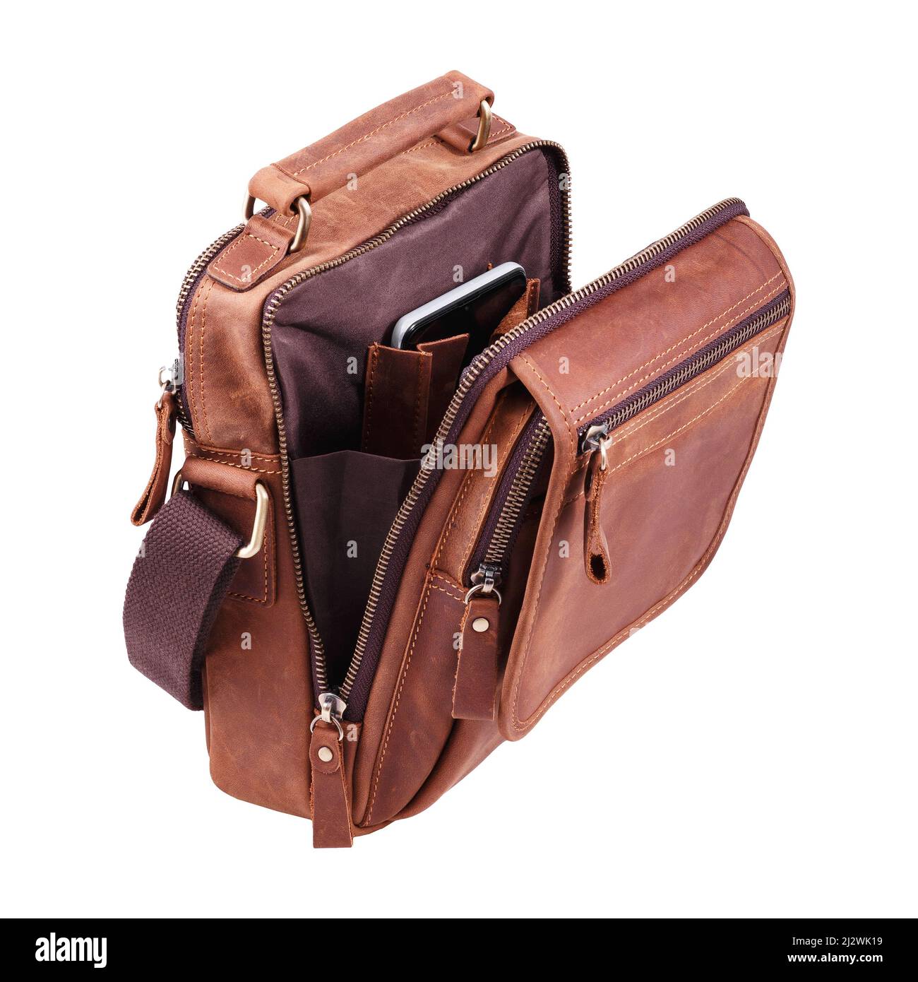 Brown document bag isolated on white background Stock Photo