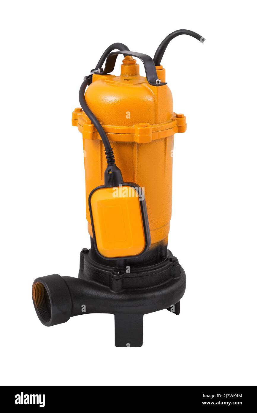 Submersible water pump with water level gauge isolated on white