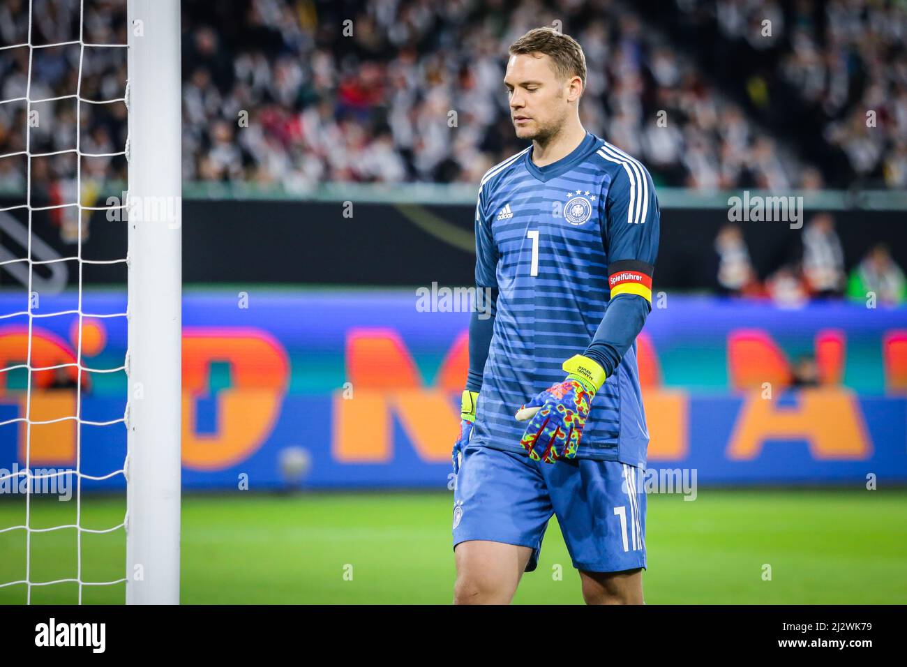 Wolfsburg, Germany, March 20, 2019: German goalkeeper Manuel Neuer during the international friendly game between Germany and Serbia Stock Photo
