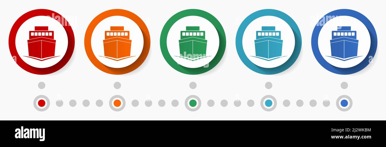 Ship, boat concept vector icon set, infographic template, flat design ...