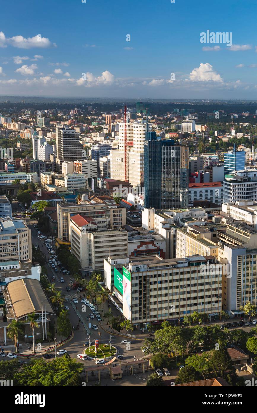 Nairobi, Kenya - December 23: Modern highrises and streets in the business district of Nairobi, Kenya on December 23, 2015 Stock Photo