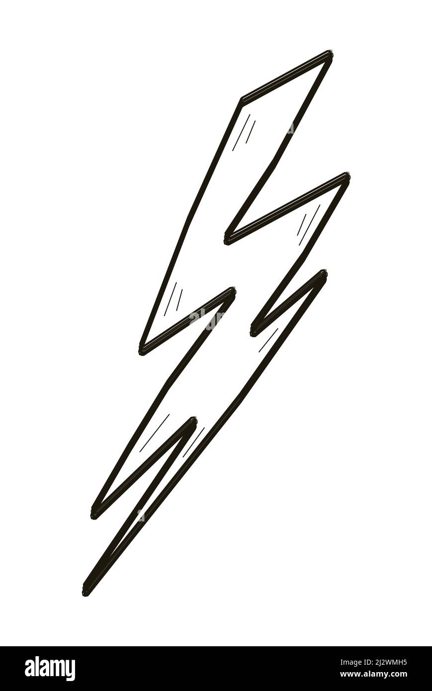 Lightning hand drawn icon vector for social net. Flash energy, caution ...